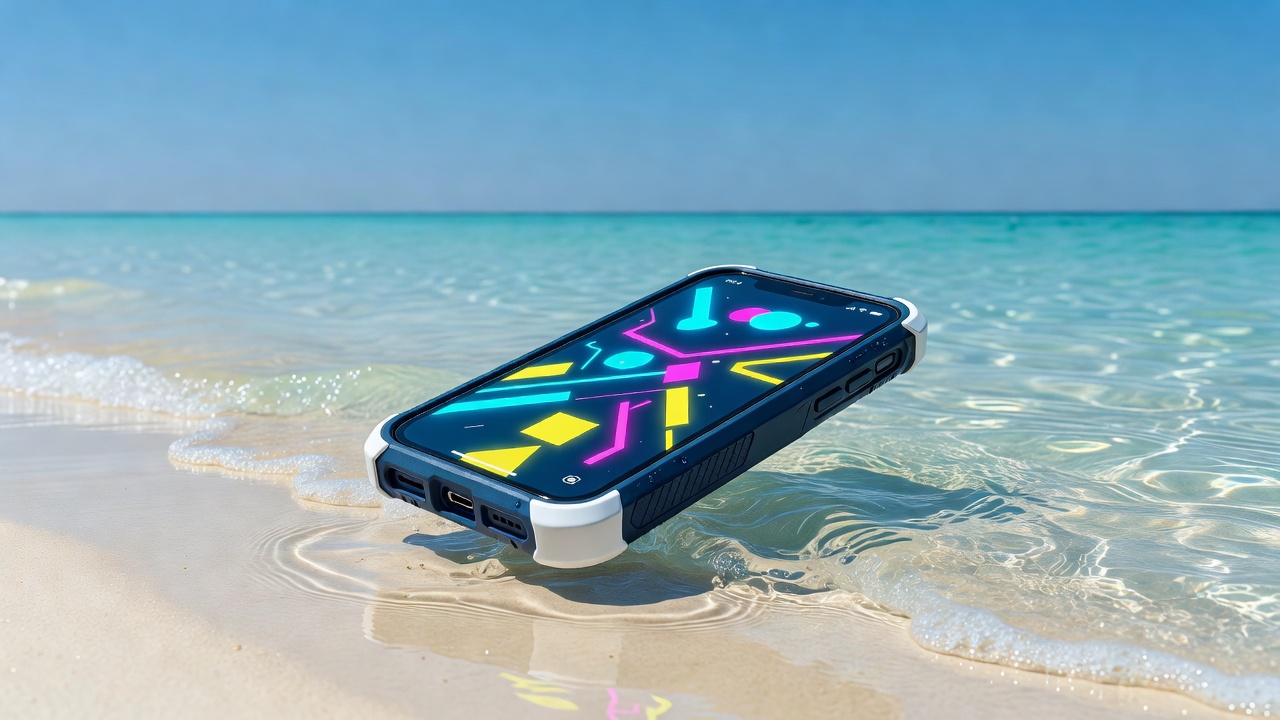 Waterproof phone gaming at the beach